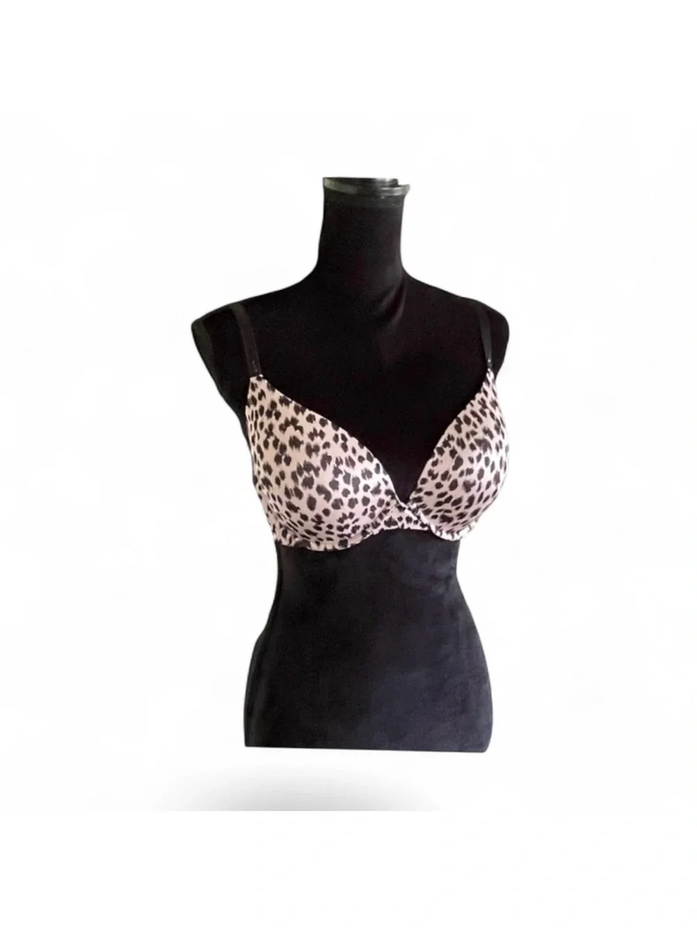 Victoria’s Secret black nude leopard print Demi Uplift underwire lingerie bra36D - Picture 2 of 15